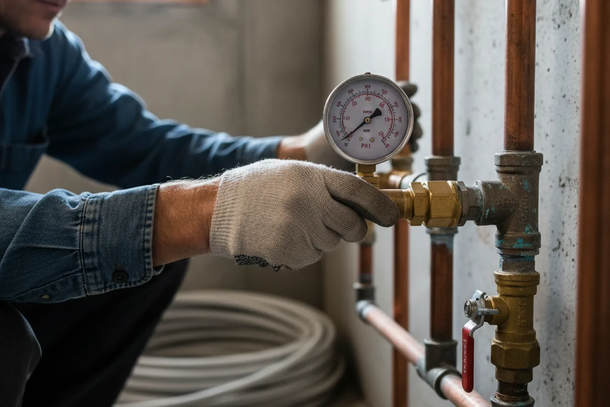 Pressure testing a repaired line during Water Line Repair in Wheatcroft